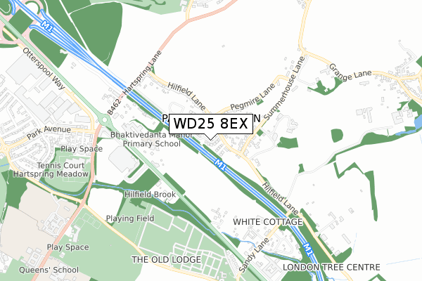 WD25 8EX map - small scale - OS Open Zoomstack (Ordnance Survey)