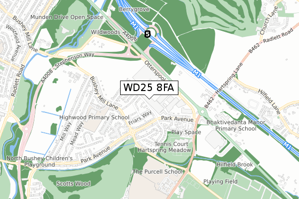 WD25 8FA map - small scale - OS Open Zoomstack (Ordnance Survey) WD25 8FA map - small scale - OS Open Zoomstack (Ordnance Survey)