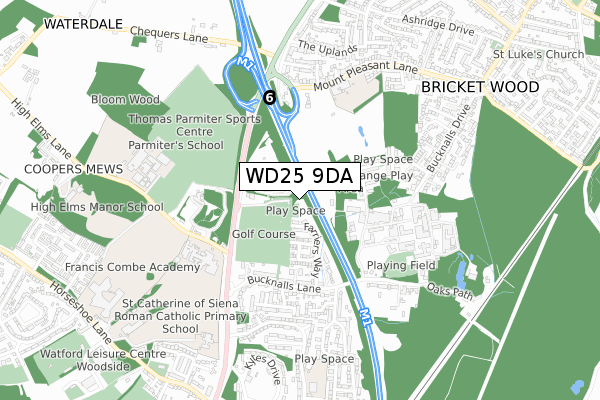 WD25 9DA map - small scale - OS Open Zoomstack (Ordnance Survey)