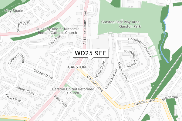WD25 9EE map - large scale - OS Open Zoomstack (Ordnance Survey)
