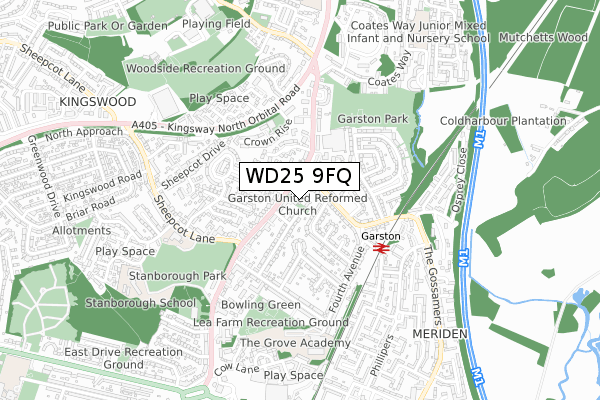 WD25 9FQ map - small scale - OS Open Zoomstack (Ordnance Survey)