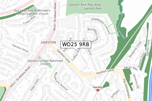 WD25 9RB map - large scale - OS Open Zoomstack (Ordnance Survey)