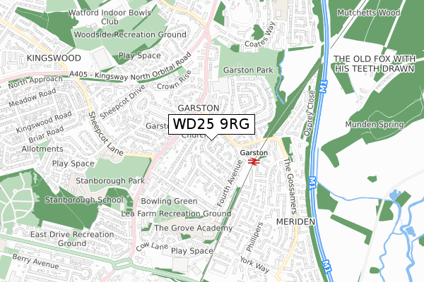 WD25 9RG map - small scale - OS Open Zoomstack (Ordnance Survey)