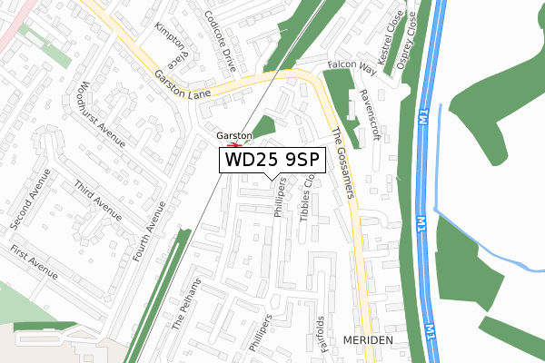 WD25 9SP map - large scale - OS Open Zoomstack (Ordnance Survey)