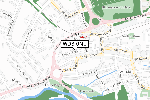 WD3 0NU map - large scale - OS Open Zoomstack (Ordnance Survey)