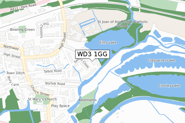 WD3 1GG map - large scale - OS Open Zoomstack (Ordnance Survey)