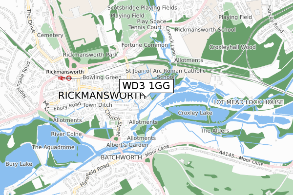 WD3 1GG map - small scale - OS Open Zoomstack (Ordnance Survey)