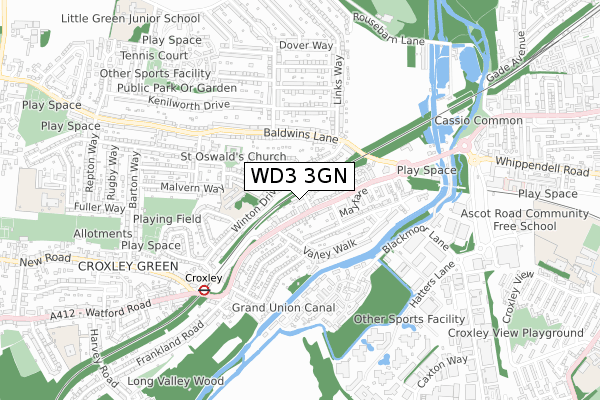 WD3 3GN map - small scale - OS Open Zoomstack (Ordnance Survey)