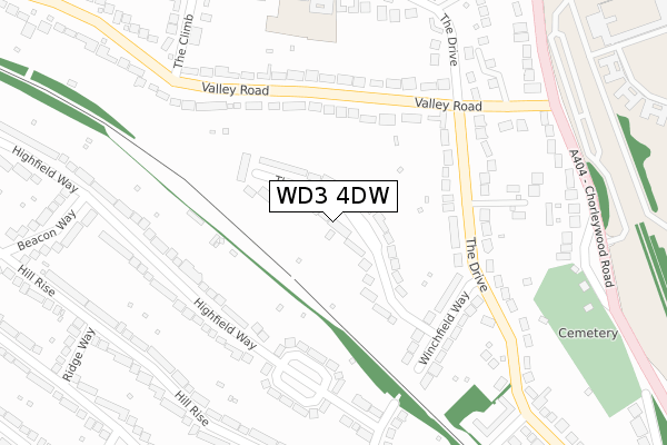 WD3 4DW map - large scale - OS Open Zoomstack (Ordnance Survey)