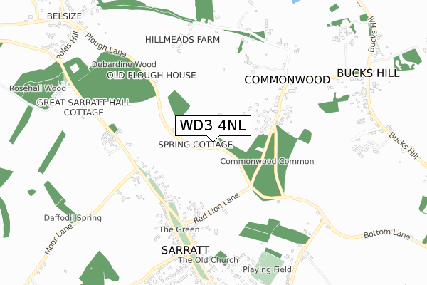 WD3 4NL map - small scale - OS Open Zoomstack (Ordnance Survey)