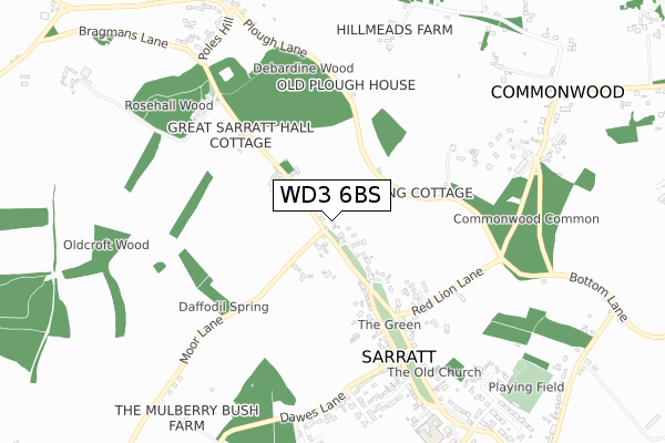 WD3 6BS map - small scale - OS Open Zoomstack (Ordnance Survey)