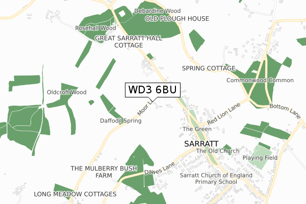 WD3 6BU map - small scale - OS Open Zoomstack (Ordnance Survey)