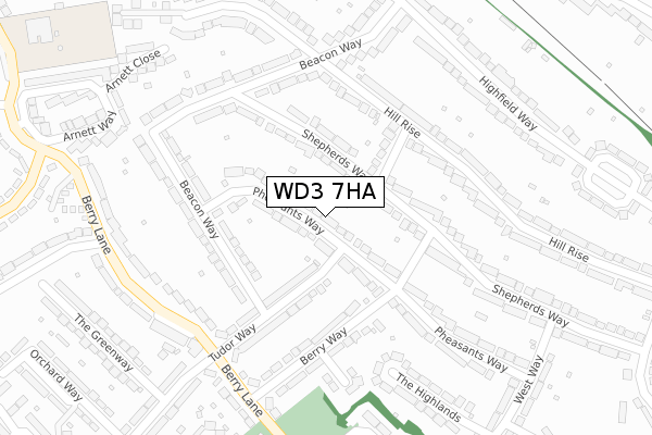 WD3 7HA map - large scale - OS Open Zoomstack (Ordnance Survey)