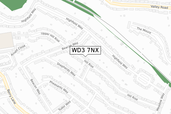 WD3 7NX map - large scale - OS Open Zoomstack (Ordnance Survey)