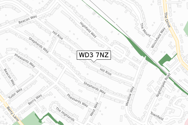 WD3 7NZ map - large scale - OS Open Zoomstack (Ordnance Survey)
