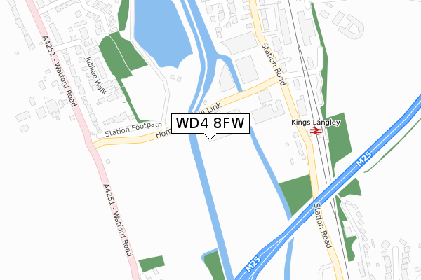 WD4 8FW map - large scale - OS Open Zoomstack (Ordnance Survey)