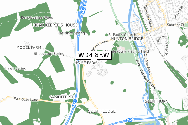 WD4 8RW map - small scale - OS Open Zoomstack (Ordnance Survey)