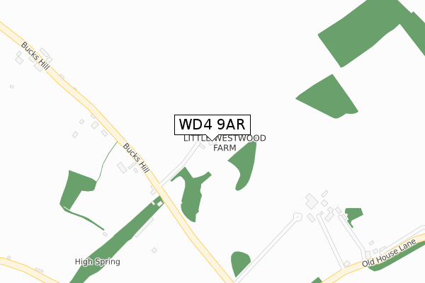 WD4 9AR map - large scale - OS Open Zoomstack (Ordnance Survey)