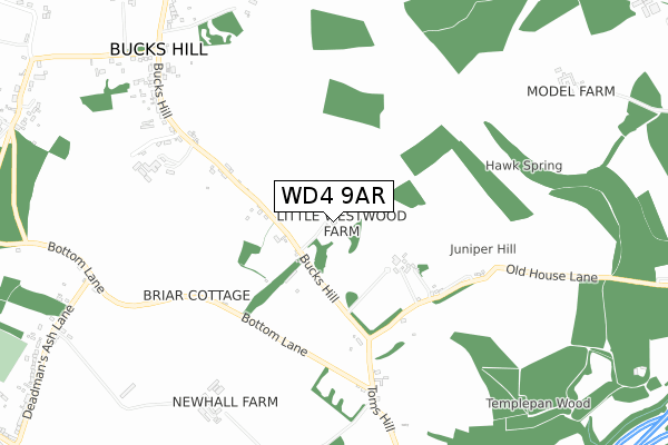 WD4 9AR map - small scale - OS Open Zoomstack (Ordnance Survey)