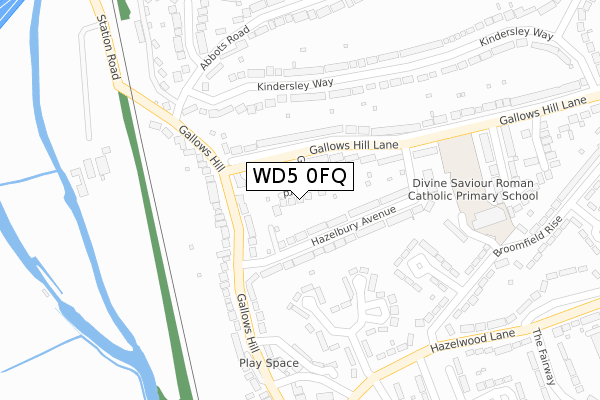 WD5 0FQ map - large scale - OS Open Zoomstack (Ordnance Survey)
