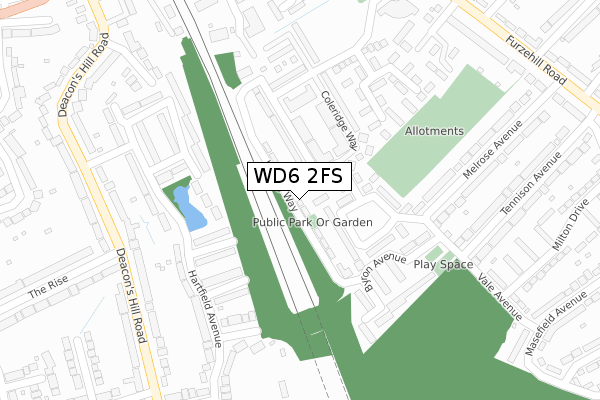 WD6 2FS map - large scale - OS Open Zoomstack (Ordnance Survey)
