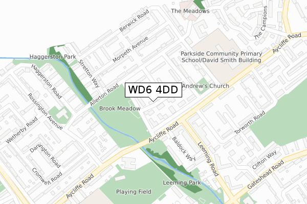 WD6 4DD map - large scale - OS Open Zoomstack (Ordnance Survey)
