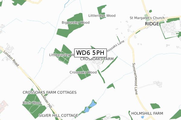 WD6 5PH map - small scale - OS Open Zoomstack (Ordnance Survey)
