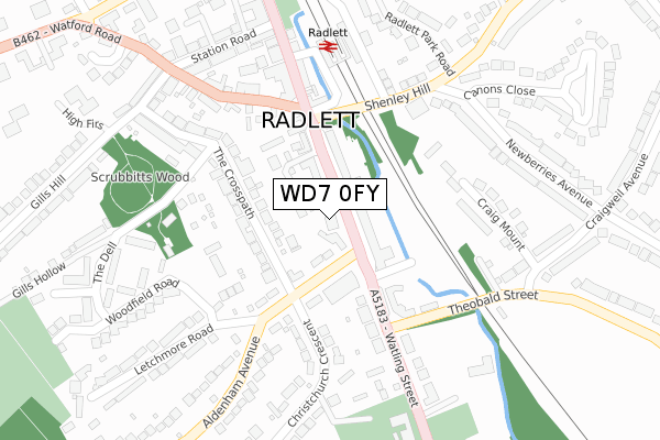 WD7 0FY map - large scale - OS Open Zoomstack (Ordnance Survey) WD7 0FY map - large scale - OS Open Zoomstack (Ordnance Survey)
