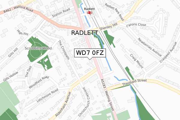 WD7 0FZ map - large scale - OS Open Zoomstack (Ordnance Survey) WD7 0FZ map - large scale - OS Open Zoomstack (Ordnance Survey)
