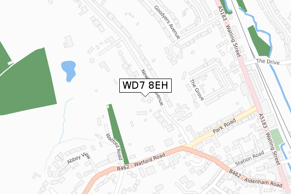 WD7 8EH map - large scale - OS Open Zoomstack (Ordnance Survey)