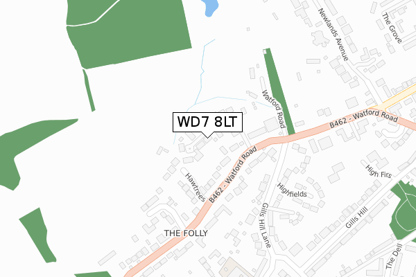 WD7 8LT map - large scale - OS Open Zoomstack (Ordnance Survey)