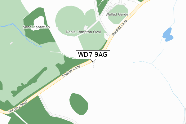 WD7 9AG map - large scale - OS Open Zoomstack (Ordnance Survey)