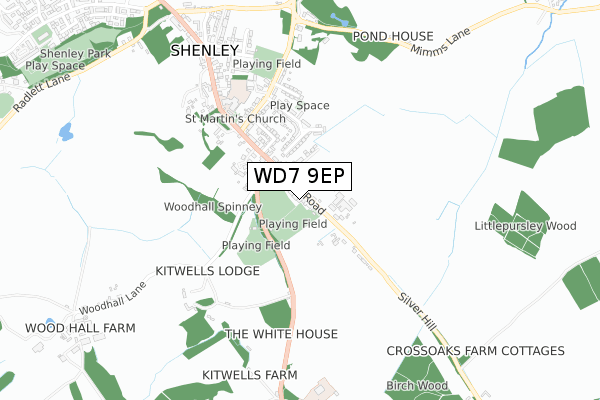 WD7 9EP map - small scale - OS Open Zoomstack (Ordnance Survey)