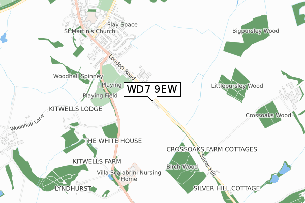 WD7 9EW map - small scale - OS Open Zoomstack (Ordnance Survey)