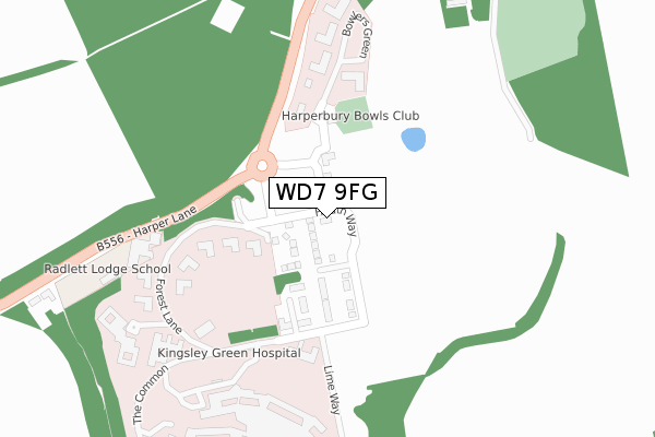 WD7 9FG map - large scale - OS Open Zoomstack (Ordnance Survey)
