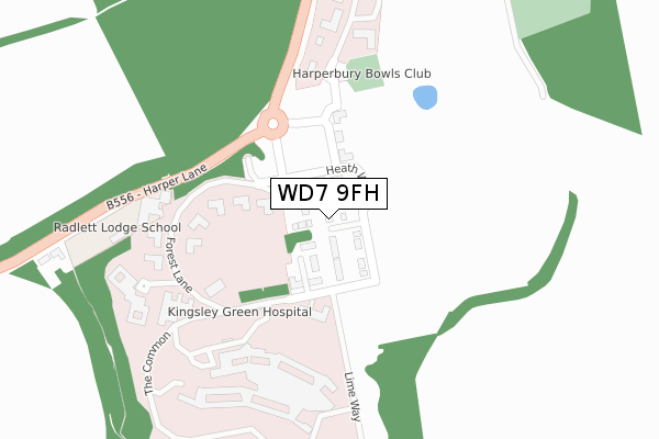 WD7 9FH map - large scale - OS Open Zoomstack (Ordnance Survey)