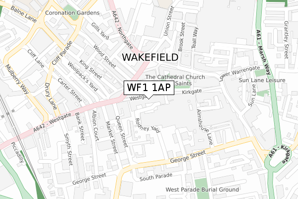 WF1 1AP map - large scale - OS Open Zoomstack (Ordnance Survey)
