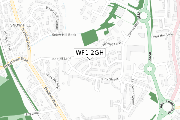 WF1 2GH map - large scale - OS Open Zoomstack (Ordnance Survey)