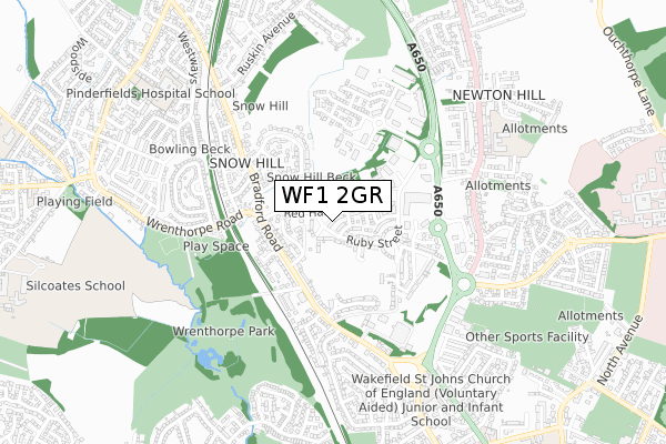 WF1 2GR map - small scale - OS Open Zoomstack (Ordnance Survey) WF1 2GR map - small scale - OS Open Zoomstack (Ordnance Survey)