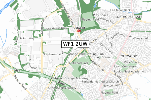 WF1 2UW map - small scale - OS Open Zoomstack (Ordnance Survey)