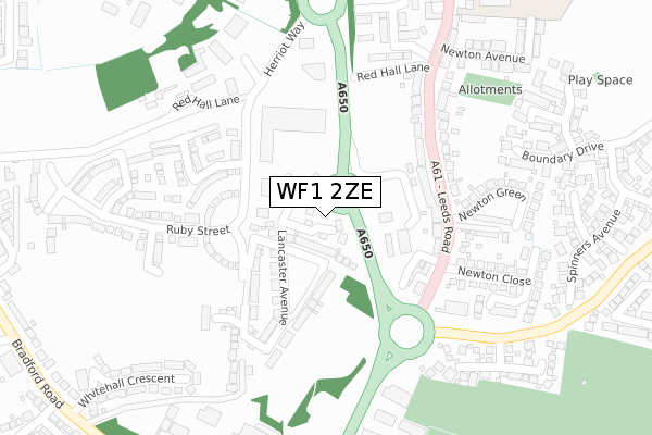 WF1 2ZE map - large scale - OS Open Zoomstack (Ordnance Survey)