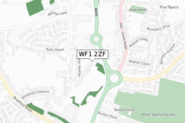 WF1 2ZF map - large scale - OS Open Zoomstack (Ordnance Survey)