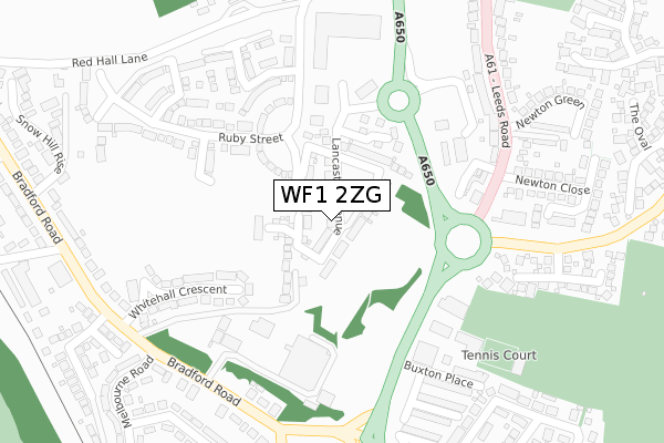 WF1 2ZG map - large scale - OS Open Zoomstack (Ordnance Survey)