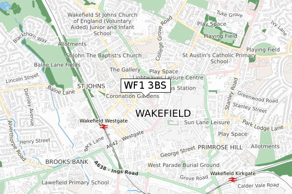 WF1 3BS map - small scale - OS Open Zoomstack (Ordnance Survey) WF1 3BS map - small scale - OS Open Zoomstack (Ordnance Survey)