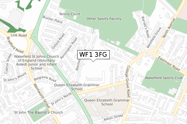 WF1 3FG map - large scale - OS Open Zoomstack (Ordnance Survey) WF1 3FG map - large scale - OS Open Zoomstack (Ordnance Survey)