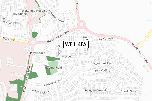 WF1 4FA map - large scale - OS Open Zoomstack (Ordnance Survey)
