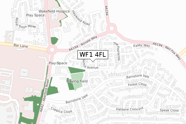 WF1 4FL map - large scale - OS Open Zoomstack (Ordnance Survey)