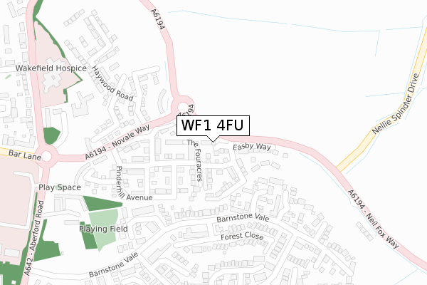 WF1 4FU map - large scale - OS Open Zoomstack (Ordnance Survey)