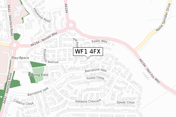 WF1 4FX map - large scale - OS Open Zoomstack (Ordnance Survey)