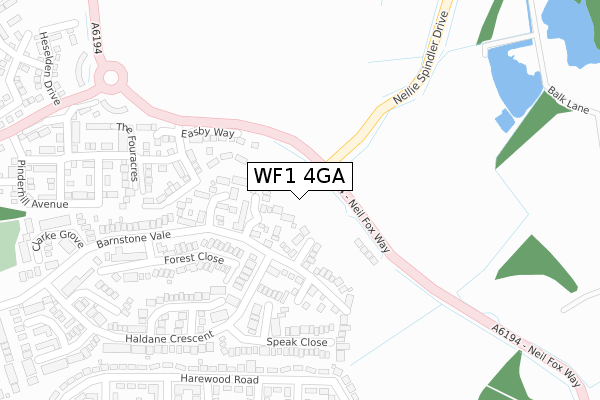 WF1 4GA map - large scale - OS Open Zoomstack (Ordnance Survey)